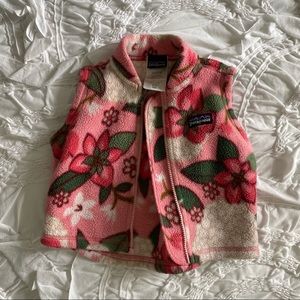 Patagonia fleece floral vest size 6m - 12m pink